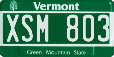 VT license plate XSM803