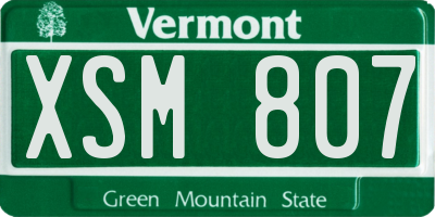 VT license plate XSM807