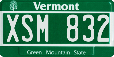 VT license plate XSM832