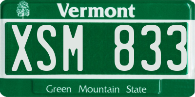 VT license plate XSM833