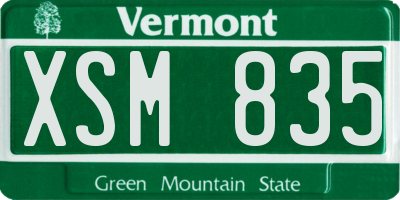VT license plate XSM835