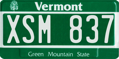 VT license plate XSM837