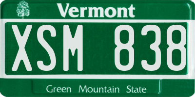 VT license plate XSM838