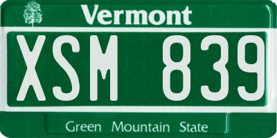 VT license plate XSM839