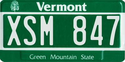 VT license plate XSM847
