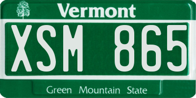 VT license plate XSM865