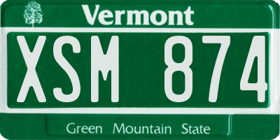 VT license plate XSM874