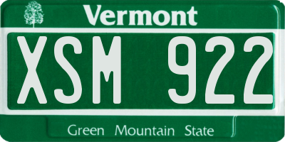 VT license plate XSM922