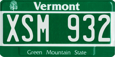 VT license plate XSM932