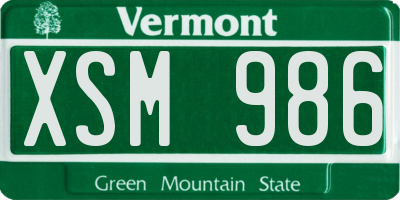 VT license plate XSM986