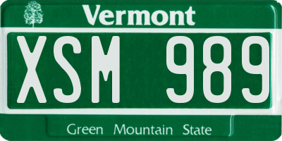 VT license plate XSM989