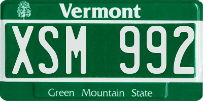 VT license plate XSM992