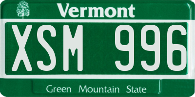 VT license plate XSM996