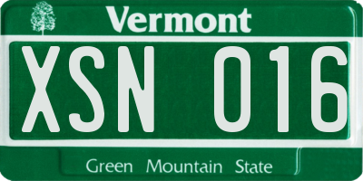 VT license plate XSN016
