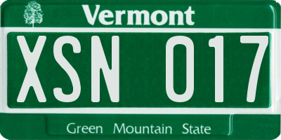 VT license plate XSN017