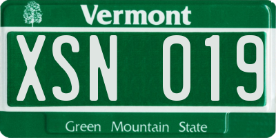 VT license plate XSN019