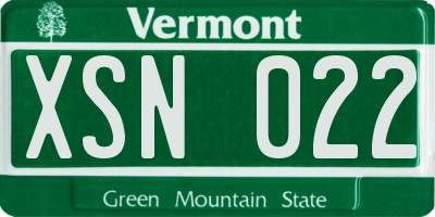 VT license plate XSN022