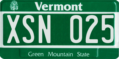 VT license plate XSN025