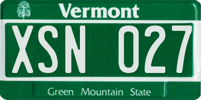 VT license plate XSN027