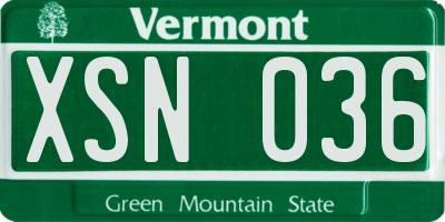 VT license plate XSN036