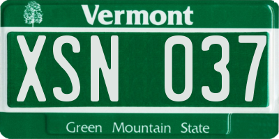 VT license plate XSN037