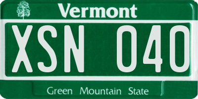 VT license plate XSN040