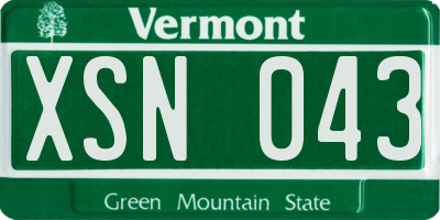 VT license plate XSN043