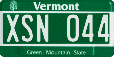 VT license plate XSN044