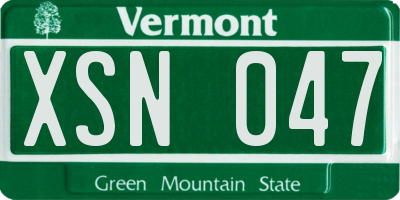 VT license plate XSN047