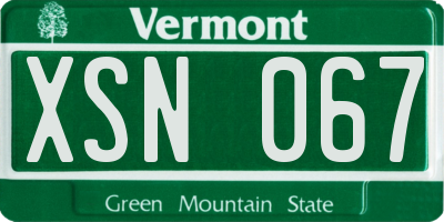 VT license plate XSN067