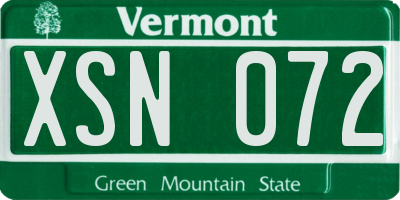 VT license plate XSN072