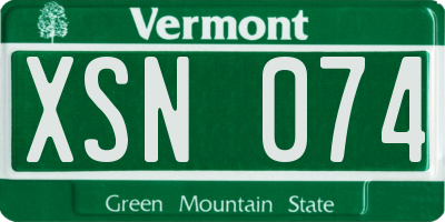 VT license plate XSN074