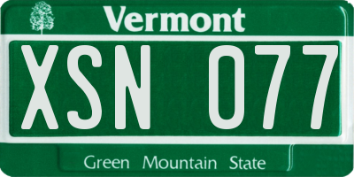 VT license plate XSN077