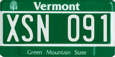 VT license plate XSN091