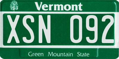 VT license plate XSN092
