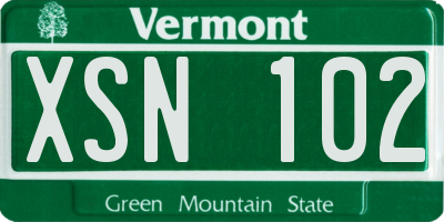 VT license plate XSN102