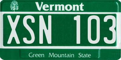 VT license plate XSN103