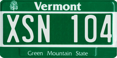 VT license plate XSN104