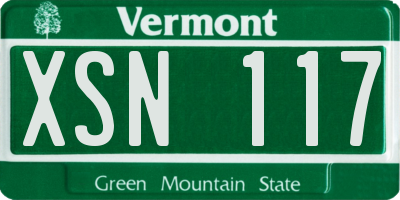VT license plate XSN117