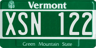 VT license plate XSN122