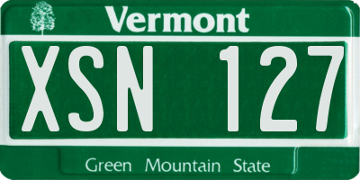 VT license plate XSN127