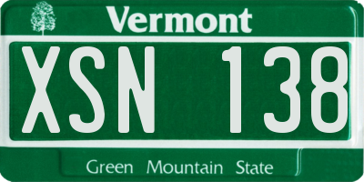 VT license plate XSN138