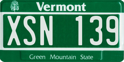 VT license plate XSN139