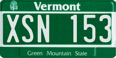 VT license plate XSN153