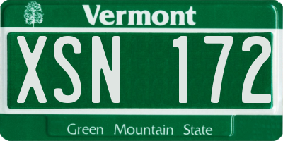 VT license plate XSN172