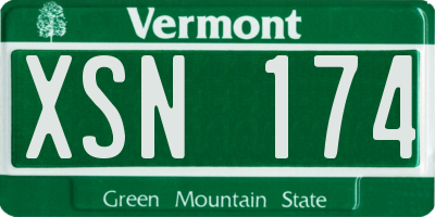 VT license plate XSN174