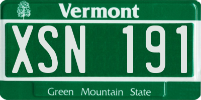 VT license plate XSN191