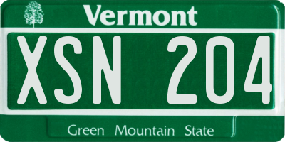 VT license plate XSN204