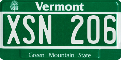 VT license plate XSN206