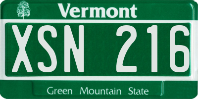 VT license plate XSN216